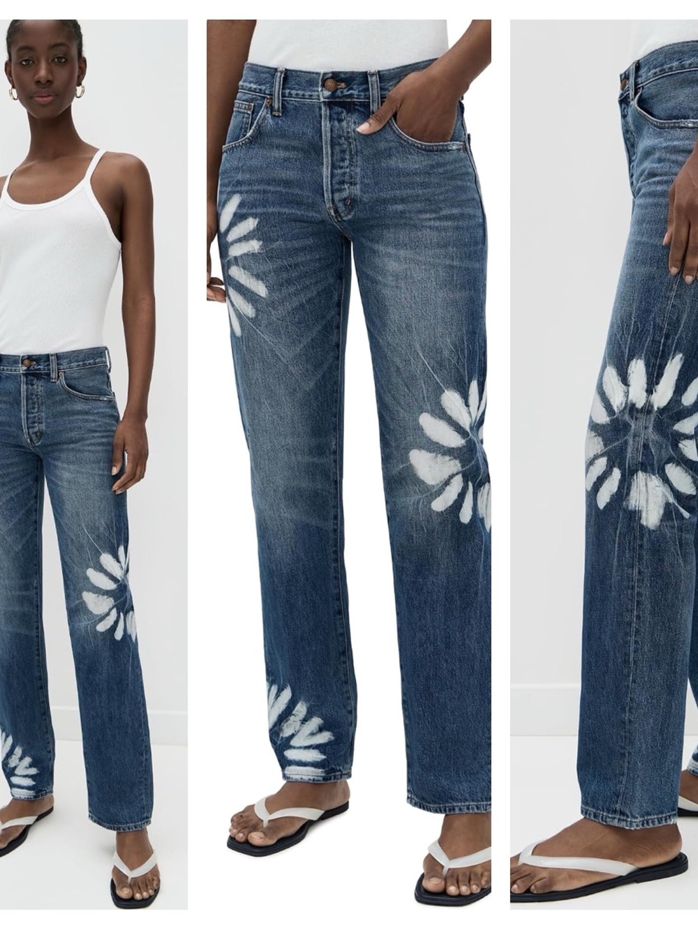 NWT Sz 28 Madewell The Dean Easy  Straight-Leg Jeans Blue Shibori Wash Tye Dye